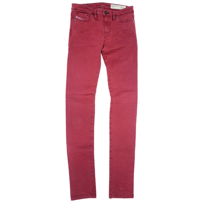 Skinzee C84bz Damen Denim Jeans Super Slim Hose Lässig Maroon Hose Diesel