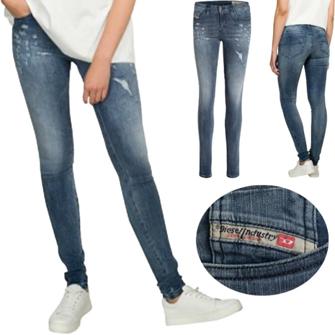 Diesel Skinzee R48u7 Damenjeans Super Schmale Schmale Hose Mit Normaler Taillenpassform