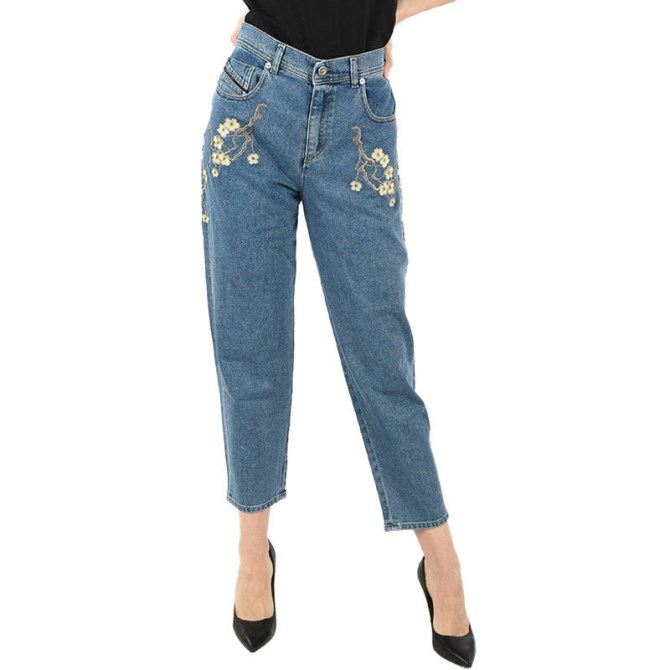 Diesel Schwarz Gold Bg8yq Damenjeans Boyfriend-fit Lässige Denim-stickereihose