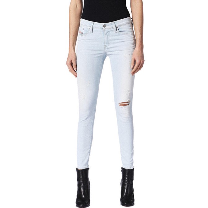 Skinzee Zip 084qe Damenjeans Super Slim Skinny Regular Waist Fit Hose Diesel